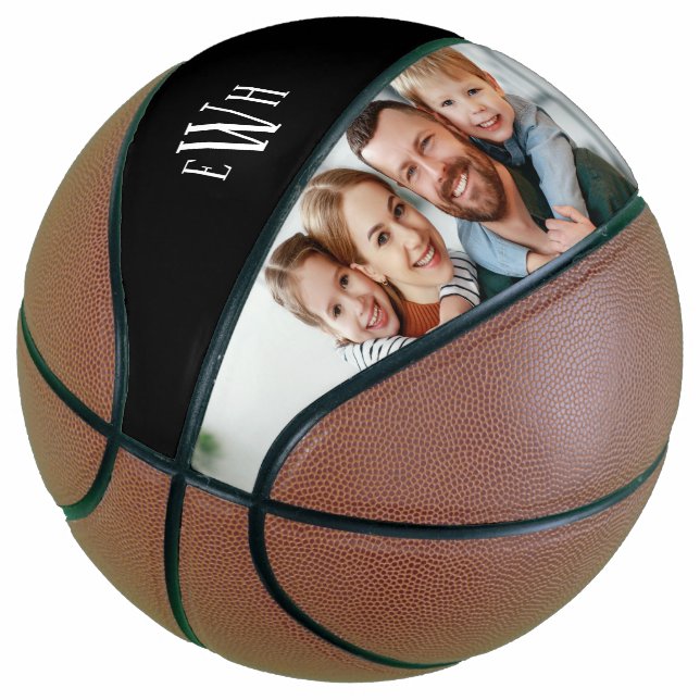 Ballon De Basket Photo classique et monogramme (Incliné)