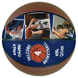 Ballon De Basket Photo du joueur personnalisé, nombre et équipe ble