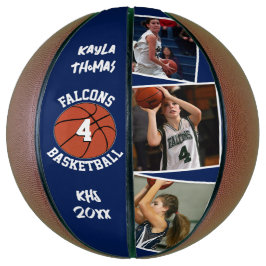 Ballon De Basket Photo du joueur personnalisé, nombre et équipe ble