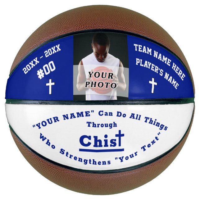 Ballon De Basket Photo Personnalisée Bible Verse Basketball, Person (Devant)