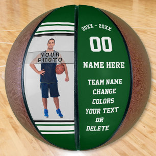 Ballon De Basket Photo personnalisée en vert et blanc Basket Ball