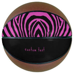 BALLON DE BASKET ROSE CHAUDE ET POSTER DE ANIMAL NOIR MOTIF STRIPE