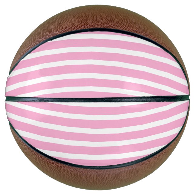 Ballon De Basket Rose lavande blanc rayé horizontal simple (Devant)