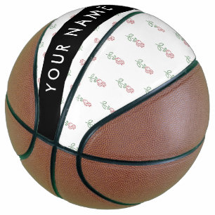 Ballon De Basket Roses Rouges, Motif De Roses, Votre Nom