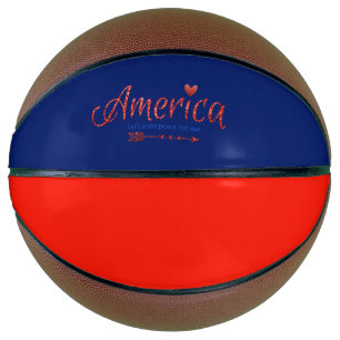 Ballon De Basket Rouge, blanc, bleu, drapeau, étoiles, flèches, 4 j