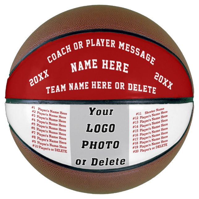 Ballon De Basket Rouge et blanc, Cadeaux pour entraîneurs Basketbal (Devant)