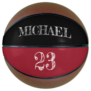 Ballon De Basket ROUGE Numéro noir graver Nom personnalisé
