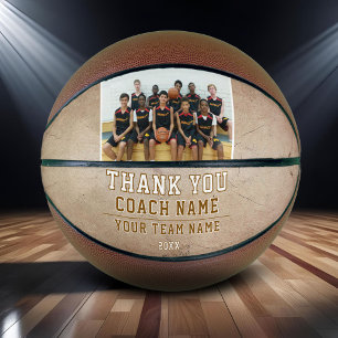Ballon De Basket Rustique Merci Coach Nom de l'équipe Photo