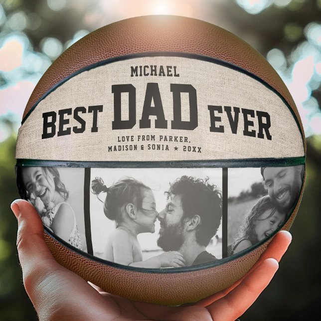 Ballon De Basket Rustique moderne MEILLEUR PÈRE JAMAIS Cool Photo C (Créateur téléchargé)