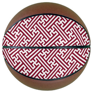 Ballon De Basket Sayagata motif, japonais, bourgogne et blanc