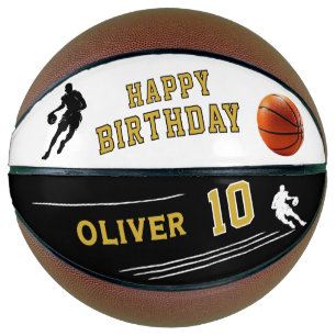 Ballon De Basket Silhouette de joueur personnalisé Joyeux Anniversa