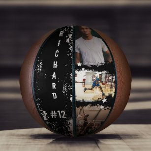 Ballon De Basket Sporty Custom Player Nom et numéro 3 Photo Collage