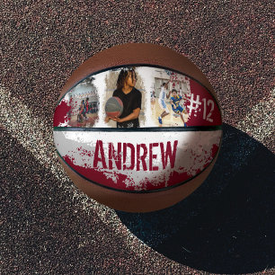 Ballon De Basket Sporty Custom Player Nom et numéro 3 Photo Collage