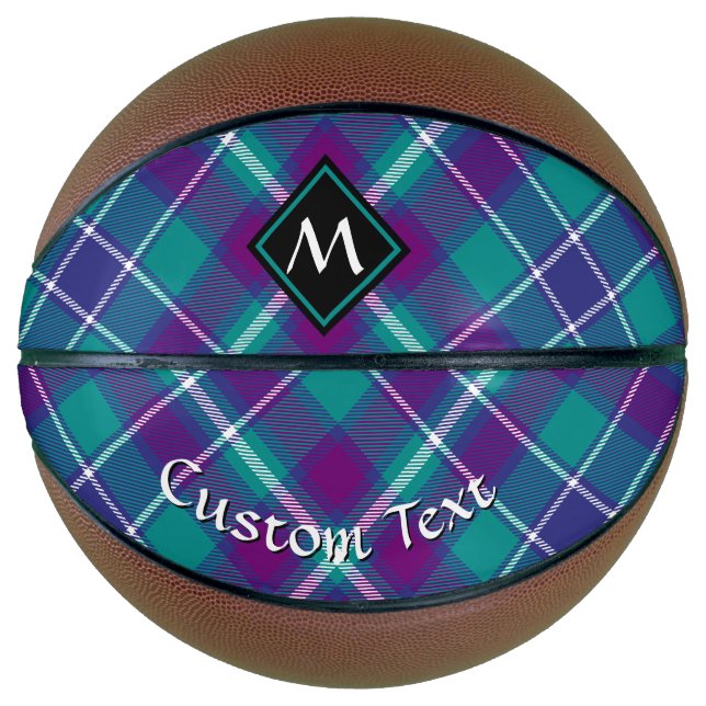 Ballon De Basket Tartan vert de mer, violet et bleu (Devant)