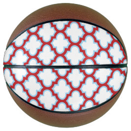 Ballon De Basket Trellis blanc et rouge, treillis, Quatrefoil