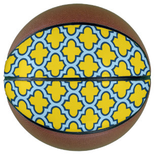 Ballon De Basket Trellis jaune et bleu bébé, treillis, Quatrefoil