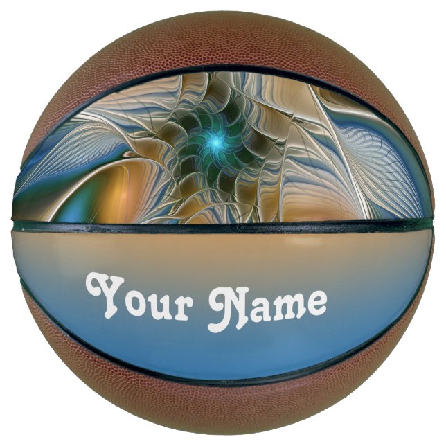 Ballon De Basket Un Imaginaire Abstrait, En flammes, Fractal Avec U (Devant)