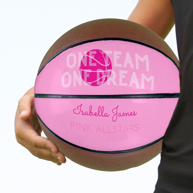 Ballon De Basket Une équipe Un rêve rose Personnalisé (Créateur téléchargé)
