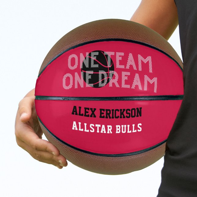 Ballon De Basket Une équipe Un rêve Rouge Noir Blanc Personnalisé (Créateur téléchargé)