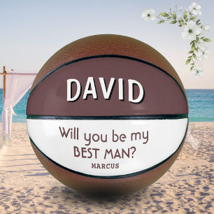 Ballon De Basket Veux-tu être mon témoin avec un nom personnalisé