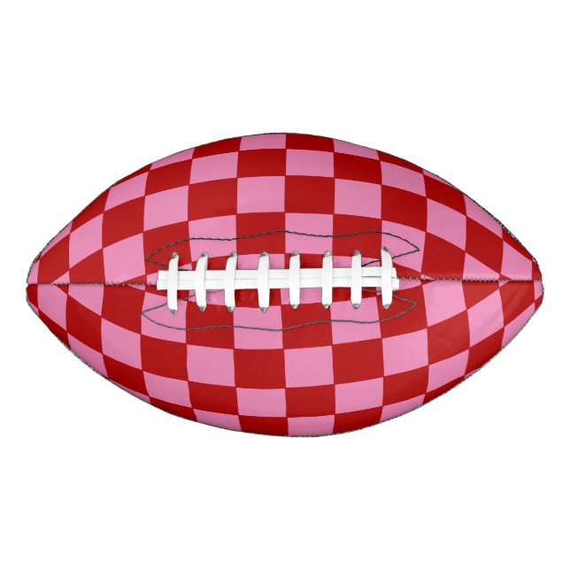Ballon De Foot à damiers rouge et rose chaud (Devant)