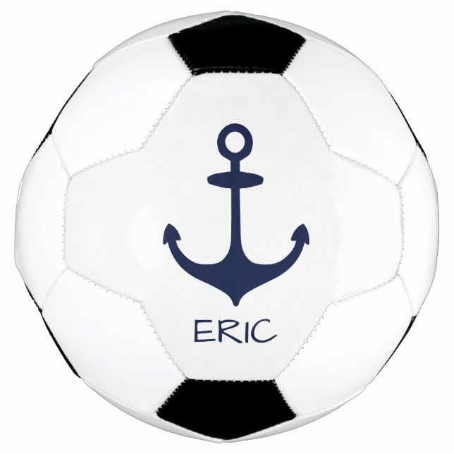 Ballon De Foot Ancre marine bleue marine personnalisée (Devant)