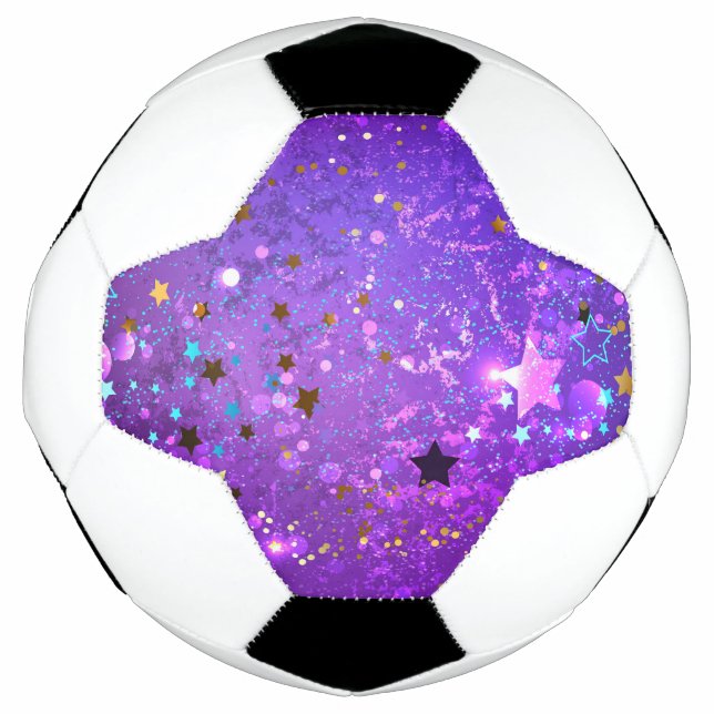 Ballon De Foot Arrière - plan de feuille violet avec étoiles (Devant)
