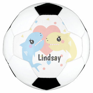 Ballon De Foot Balle de Football Pastel Requin Mignon Monogramme 