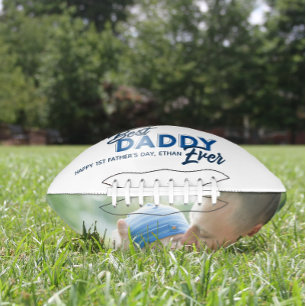Ballon De Foot Best Daddy Ever Blue Script Photo 1ère Fête des pè