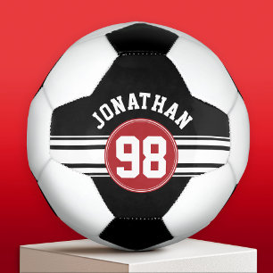 Ballon De Foot Black and Red Sports Jersey Nom personnalisé Numér