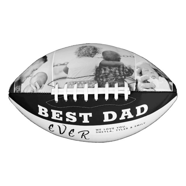 Ballon De Foot Black Best Dad`s Day 3 Photo Collage (Devant)