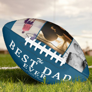 Ballon De Foot Bleu Meilleur papa Jamais Père's Day 3 Photo Colla