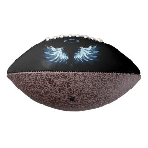 Ballon De Foot Blue Glowing Angel Wings on black background