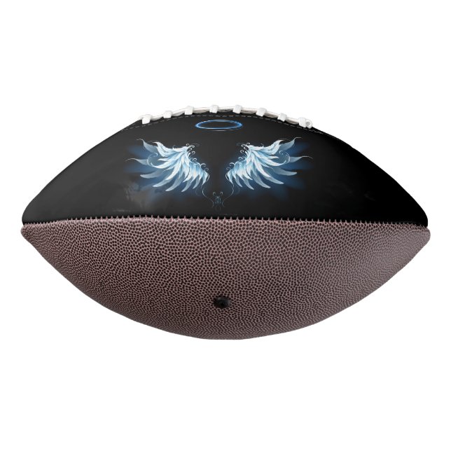Ballon De Foot Blue Glowing Angel Wings on black background (Tourné à 270°)