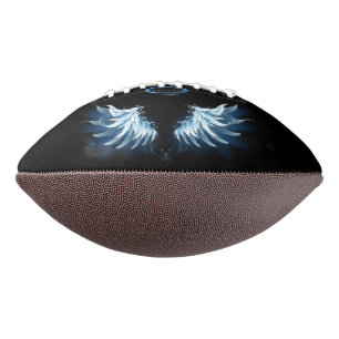 Ballon De Foot Blue Glowing Angel Wings on black background