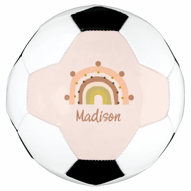 Ballon De Foot Boho personnalisé Rainbow Blush Pink Kids (Devant)