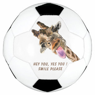Ballon De Foot Boule de soccer en girafe drôle - Texte personnali