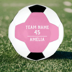 Ballon De Foot Boule de soccer rose personnalisée avec le nom de