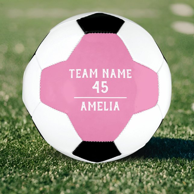 Ballon De Foot Boule de soccer rose personnalisée avec le nom de  (Créateur téléchargé)