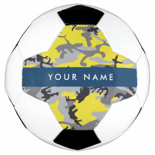 Ballon De Foot Camouflage jaune et gris Personnalisez votre nom