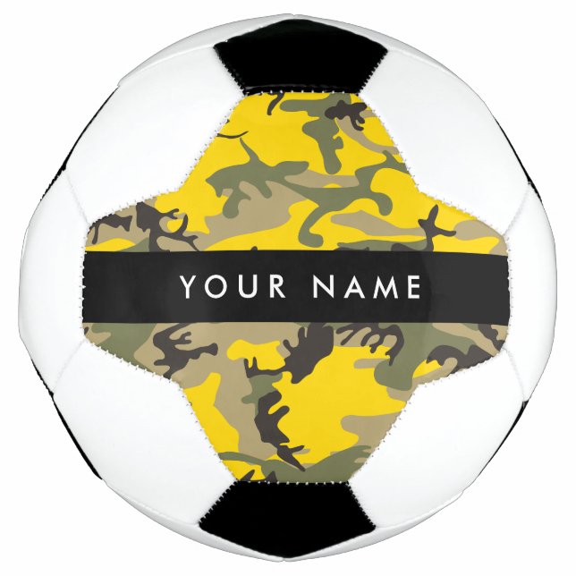 Ballon De Foot Camouflage jaune et vert Votre nom Personnalisez (Devant)