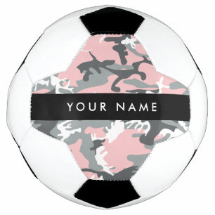 Ballon De Foot Camouflage rose et gris Votre nom Personnalisez