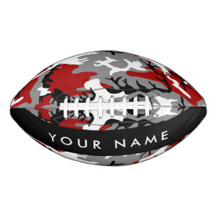 Ballon De Foot Camouflage rouge et gris Votre nom Personnaliser