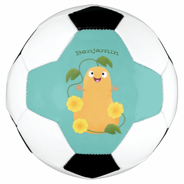 Ballon De Foot Caricature citrouille gourde en beuret joyeux (Devant)