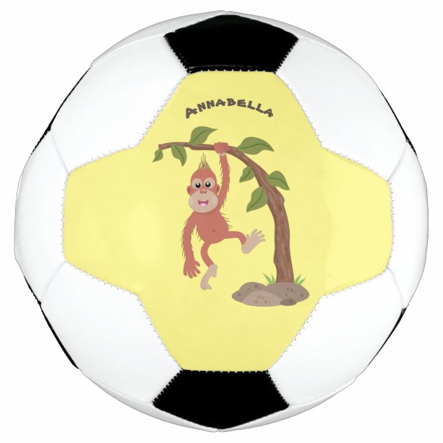 Ballon De Foot Caricature de bébé orangoutan joyeux (Devant)