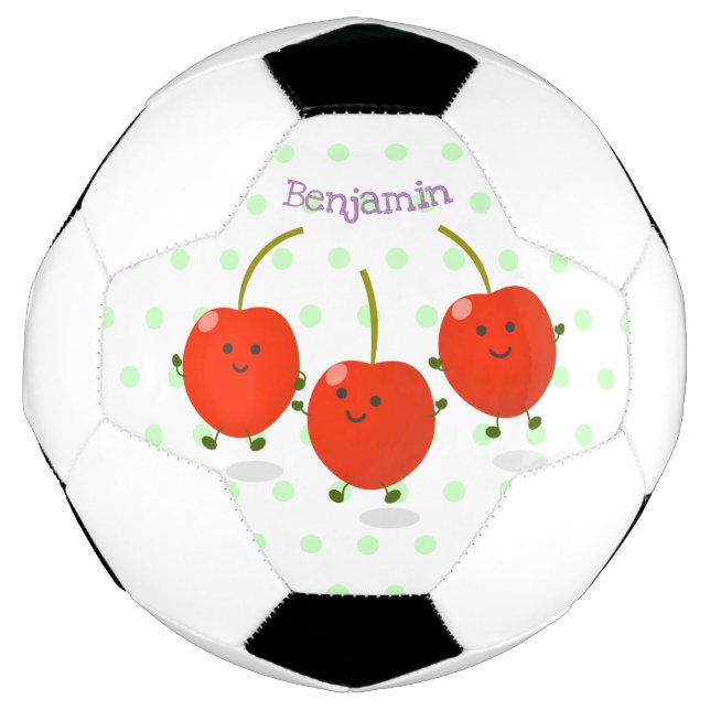 Ballon De Foot Caricature de cerises rouges à sauter mûr (Devant)