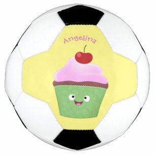 Ballon De Foot Caricature de cupcake joyeux