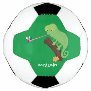 Ballon De Foot Caricature de lézard de caméléon vert joyeux