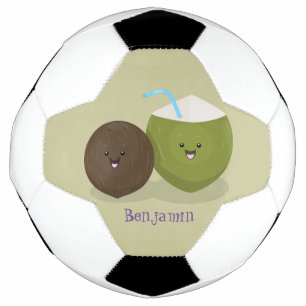 Ballon De Foot Caricature de noix de coco kawaii joyeux