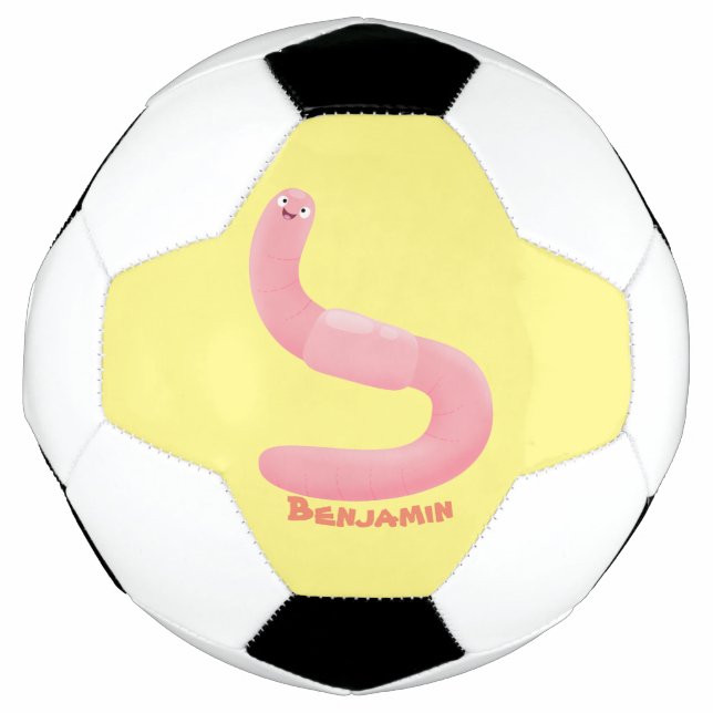 Ballon De Foot Caricature de vers de terre rose joli (Devant)